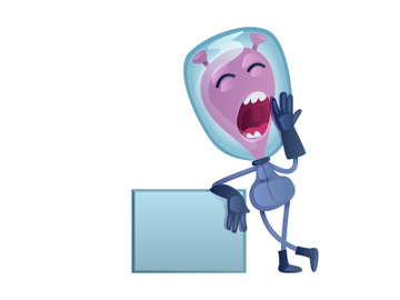 Yawning martian flat cartoon vector illustration preview picture
