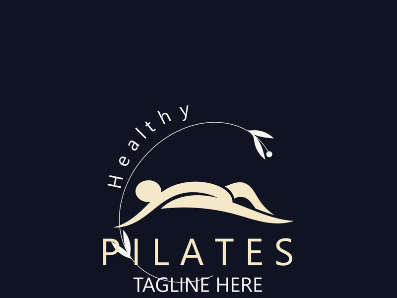 Abstract Pilates Logo, Yoga identity body balance vector monoline Design Template. wellness lifestyle