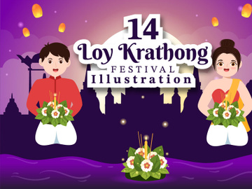 14 Loy Krathong Festival Illustration preview picture