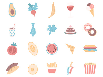 Food flat color vector objects preview picture