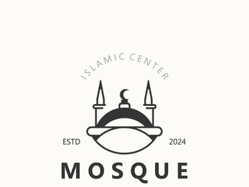 Mosque Logo design, simple islamic architecture, emblem symbol islamic center vector template preview picture