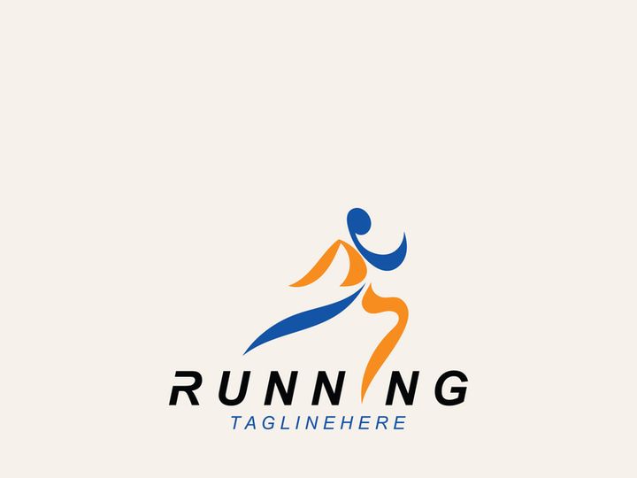 Running sport athlete logo design concept illustration template