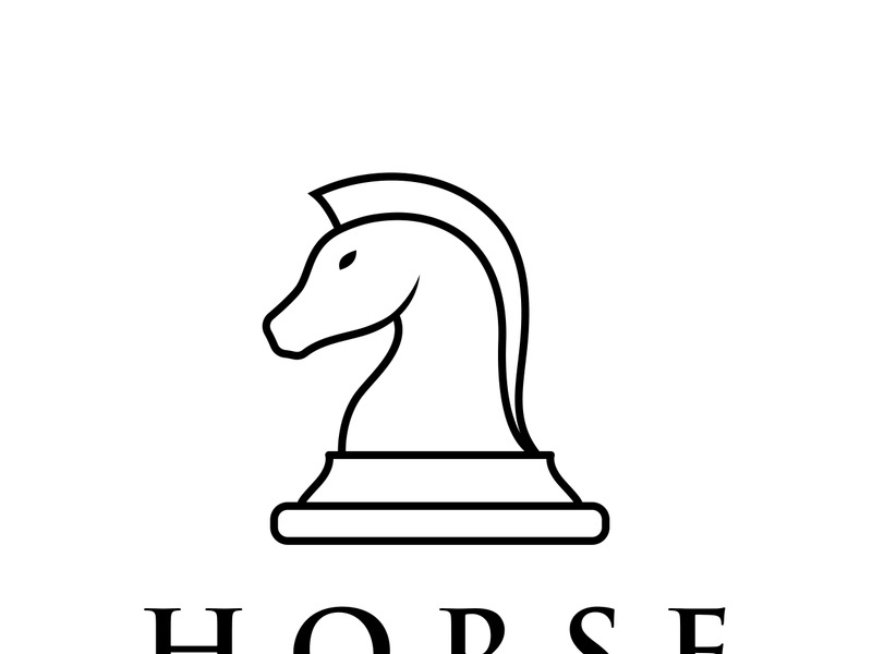 Chess strategy game logo with horse, king, pawn and rook. Logos for tournaments, chess teams and games.