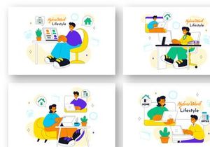 10 Hybrid Work Lifestyle Illustration