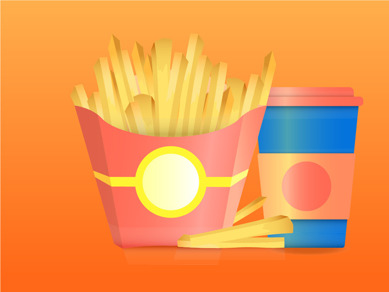 Fast food : beverage and french fries, vector illustration