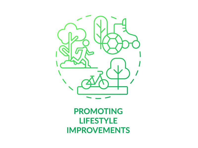 Promoting lifestyle improvements green gradient concept icon