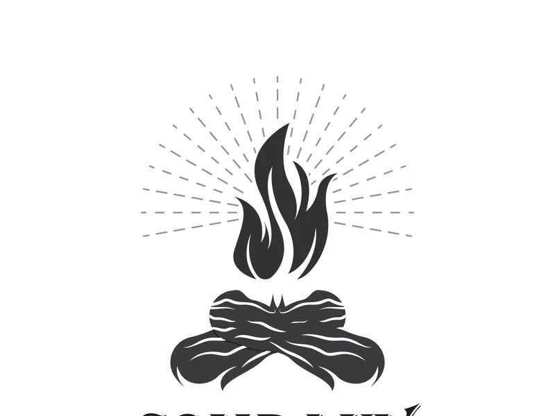 Bonfire Campfire Camp Fire place wood flame vintage retro logo design