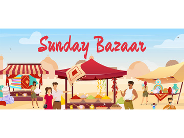 Sunday bazaar flat color vector illustration preview picture