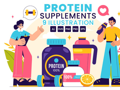 9 Healthy Protein Supplements Illustration