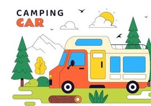 10 Camping Car Vector Illustration