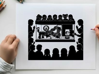 Silhouette of people watching a tiger in a glass box exhibit