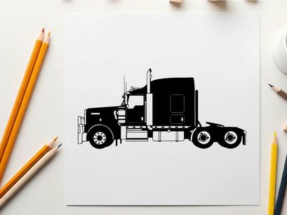 Silhouette of a semi truck with sleeper cabin