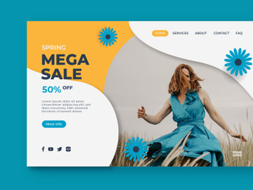 spring mega sale blue flowers landing page preview picture