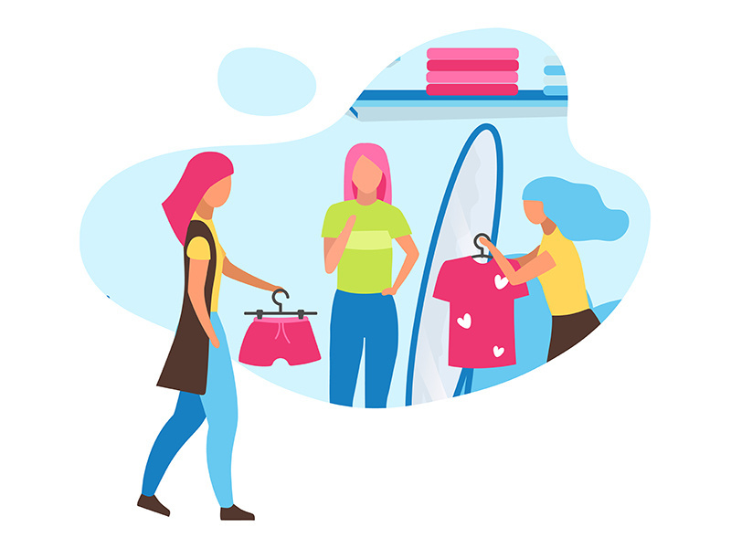 Shopping with friends flat concept icon