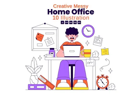 10 Creative Messy Home Office Illustration