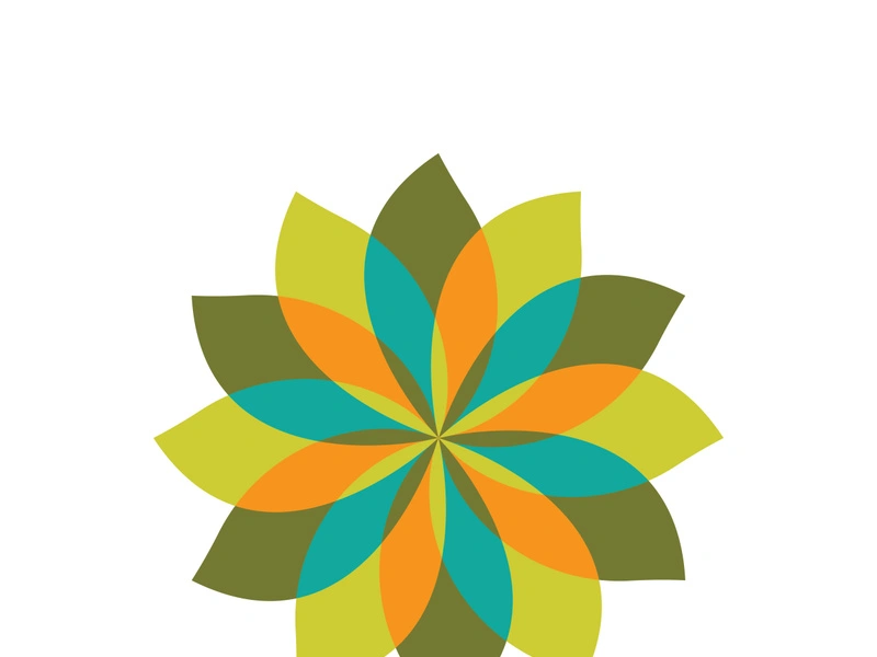 Traditional Asian colorful floral pattern Stained glass mosaic logo tile design inspiration