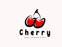 Cherry Fruit logo, Red Colored plant vector illustration, Fruit Shop Design, Company, Sticker, Product Brand