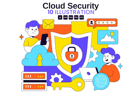 10 Digital Cloud Security Illustration