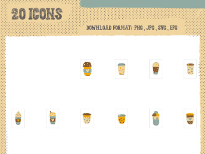 Stickers milk tea design for web design, decoration notebook, gift art