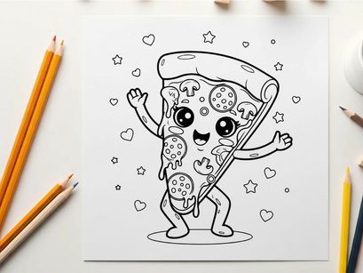 Cute pizza slice character dancing vector illustration