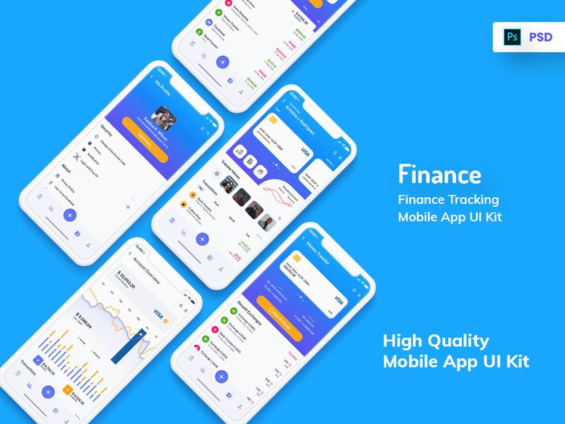 Finance Tracking Mobile App UI Kit Light Version
