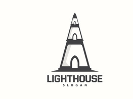 Lighthouse Logo, Beacon Vector Modern Simple Beach Searchlight Tower preview picture