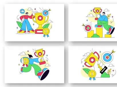 10 Achievement Vector Illustration