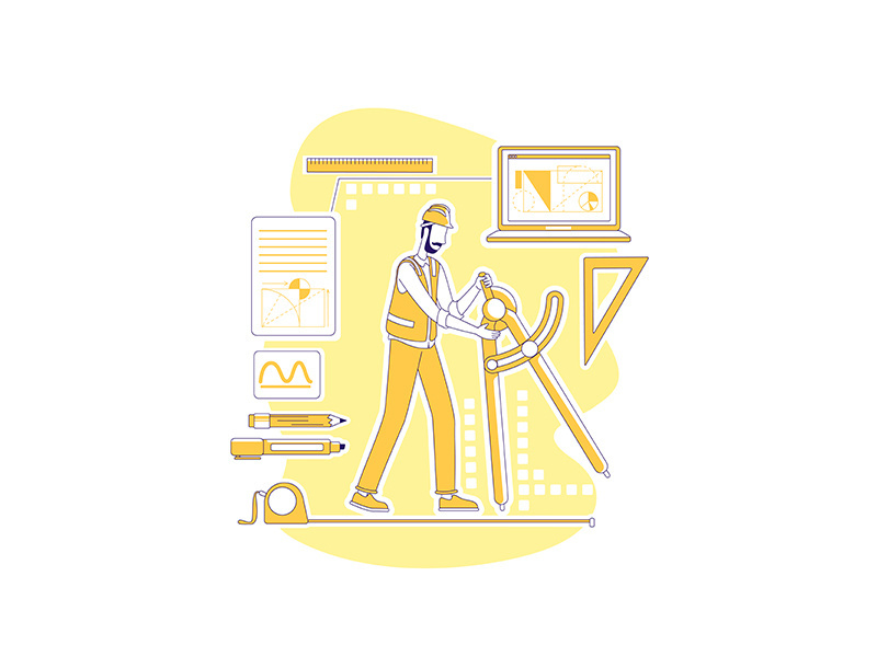 Engineering manager thin line concept vector illustration