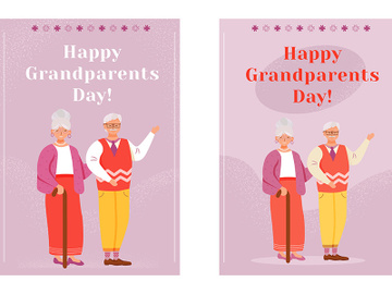 Happy grandparents day greeting card flat vector templates set preview picture