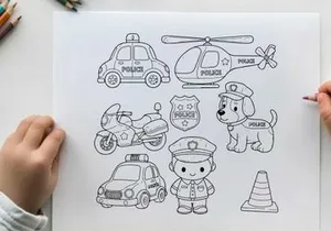 Police force icons set flat design vector illustration