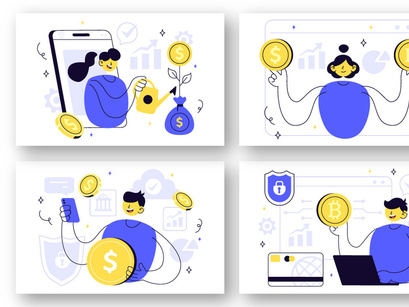 10 Fintech Vector Illustration