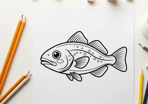Cute bass fish swimming vector illustration flat design