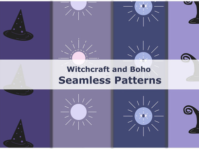 Magical and Boho Vector Seamless Patterns Pack