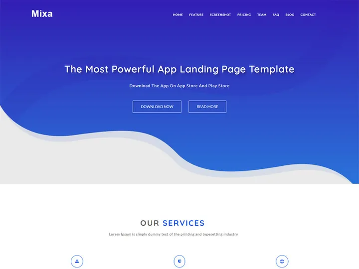 Mixa App Landing Page HTML5 Template