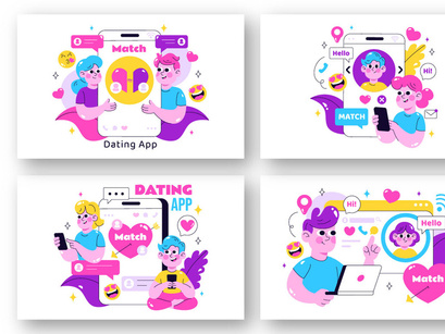 10 Online Dating App Illustration