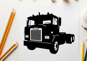Silhouette of a large truck with grille and wheels