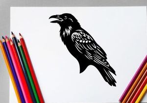 Black Crow Illustration for Nature and Wildlife Design