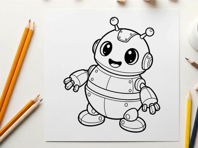 Cute robot waving friendly vector illustration flat design