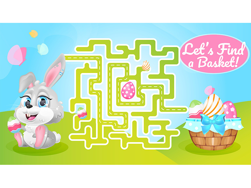 Lets find basket labyrinth with cartoon character template