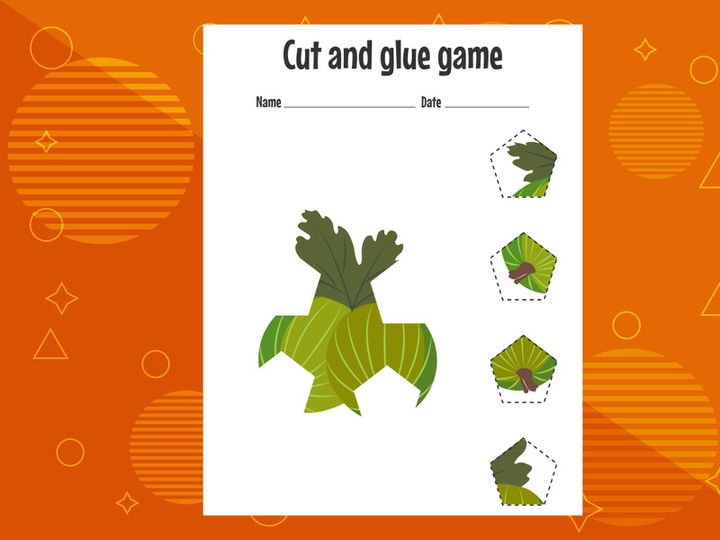 10 Pages Cut and glue game for kids with fruits. Cutting practice for preschoolers. Education page