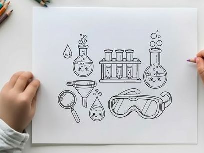 Cute science lab equipment vector illustration flat design