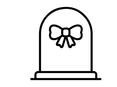 Ícone de lápide com um laço. Símbolo minimalista de lápide para design de Halloween.