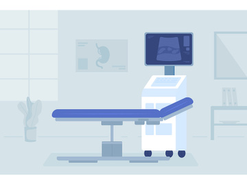 Ultrasound machine for patient examination flat color vector illustration preview picture