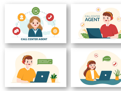 12 Call Center Agent Illustration