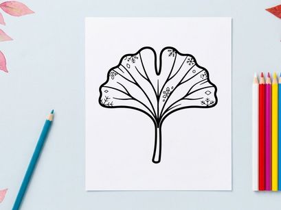 Elegant Ginkgo-Blatt-Illustration für Natur- und botanische Designs. Künstlerische botanische Zeichnung mit detaillierter Blattstruktur.