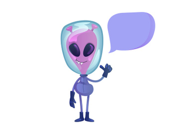Alien pointing finger flat cartoon vector illustration preview picture