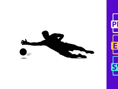 Soccer goalkeeper diving to save the ball in a match