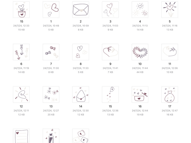 20 svg icons Purple Heart Valentine