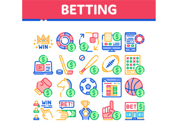 Betting And Gambling Collection Icons Set Vector preview picture