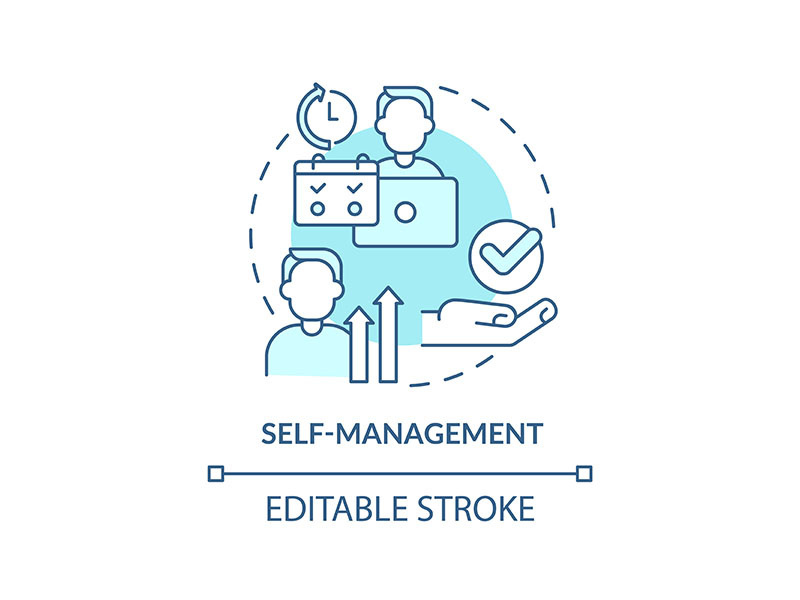 Self-management turquoise concept icon